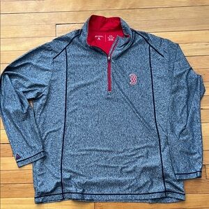 Antigua RED SOX- Red and Gray Quarter-Zip Pullover